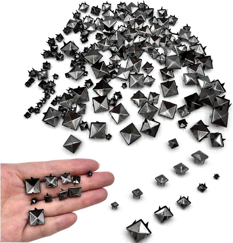 honigo Black 150pcs Square Pyramid Studs Metal Studs Spikes for Clothing,Shoe,Leather,Jacket,Punk,Crafts,Clothes,Jeans,Jewelry4/6/8/10/12mm - Image 1
